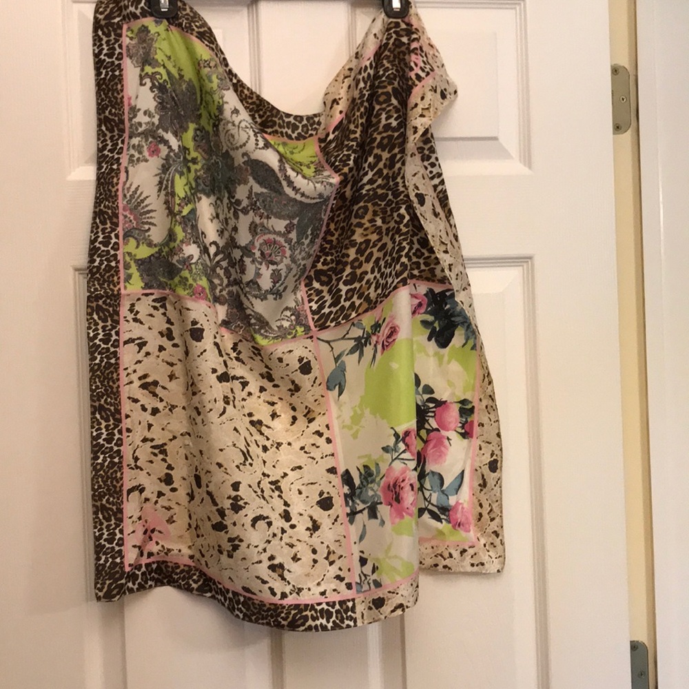 Mint Basler Silk Scarf pink with leopard trim